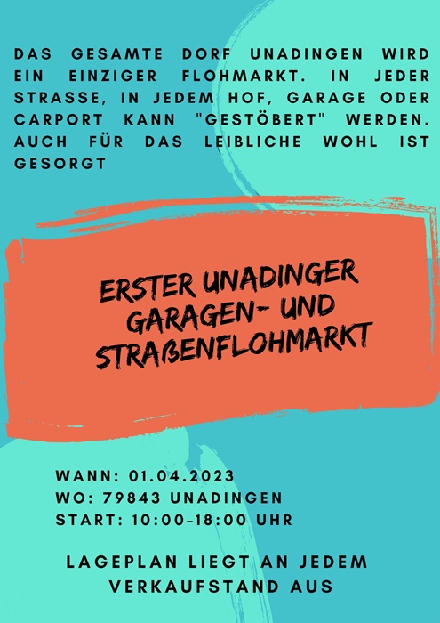 Erster Unadinger Garagen,- und Straßenflohmarkt