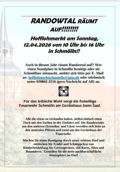 Hofflohmarkt Randowtal- Schmölln, 12.04.2026