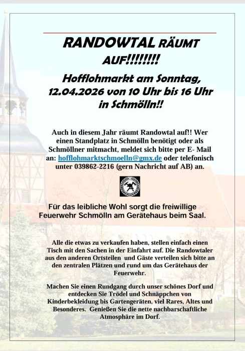 Hofflohmarkt Randowtal- Schmölln, 12.04.2026